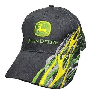 K-Products John Deere Flames Green Black Strap Back Adjustable Hat/Cap Unique